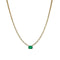 Bezel Round Diamond And Emerald Necklace - 1